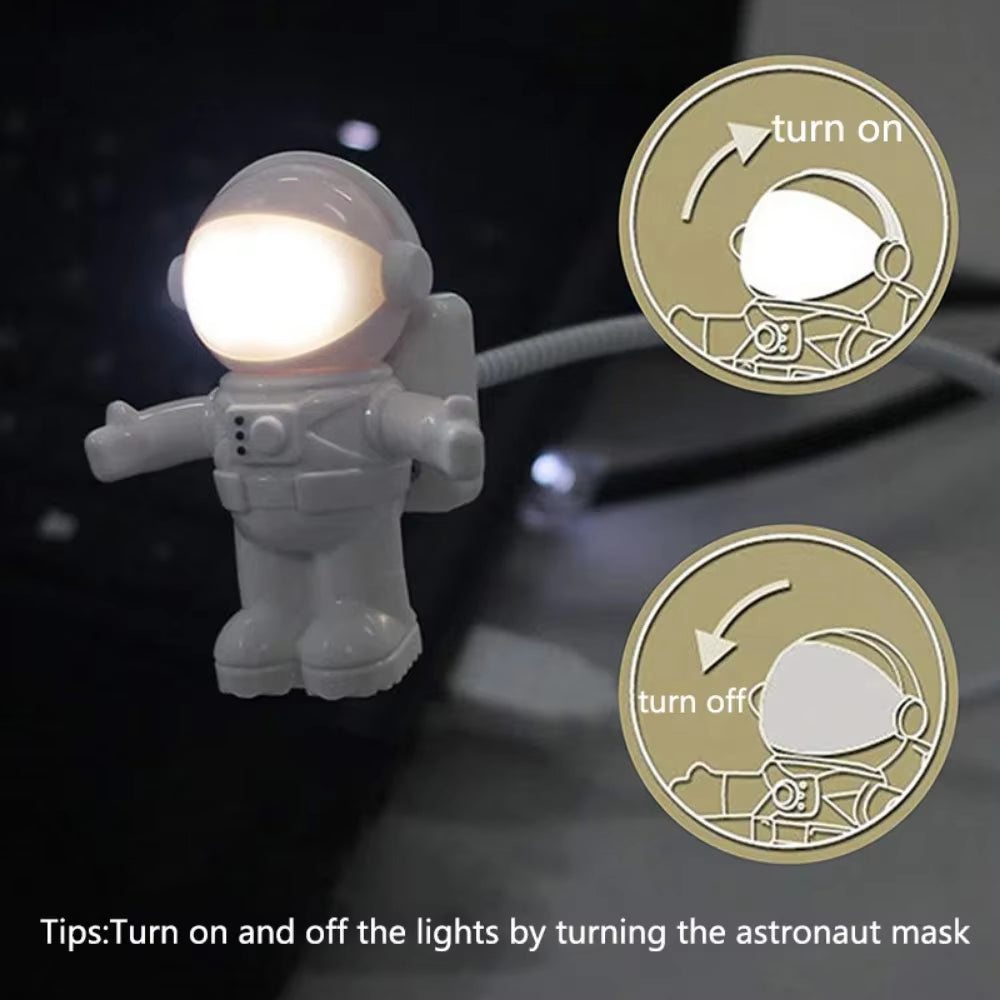 Portable USB Powered Night Light Astronaut Shape Reading Desk Lamp DC 5V LED Light for Computer Laptop PC Lighting Space Lovers