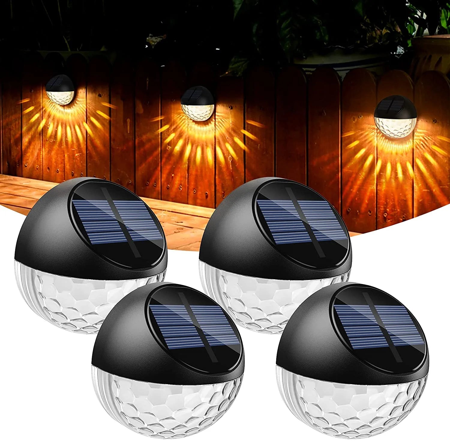 AuraGlow Solar Fence Lights – 4 Pack